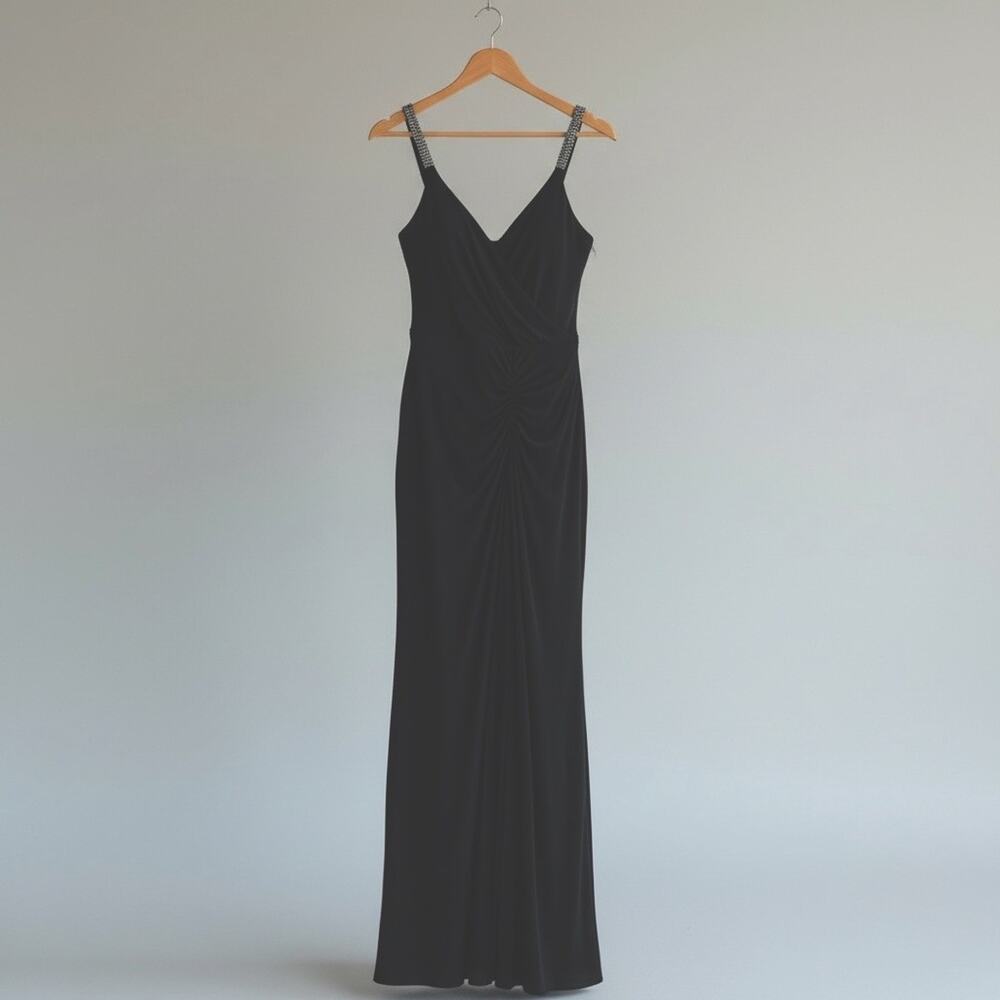Calvin Klein Black Sequin Straps Sheath Sz 2 Cocktail Dress NWT #89